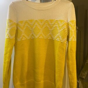 Old Navy Yellow and Cream Crew Neck Sweater